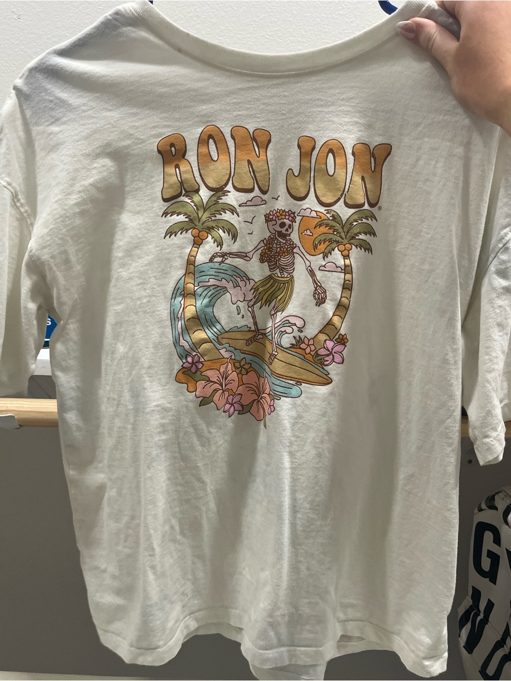 Ron Jon Cream Short-Sleeve Surf Graphic Tee with Tropical Print